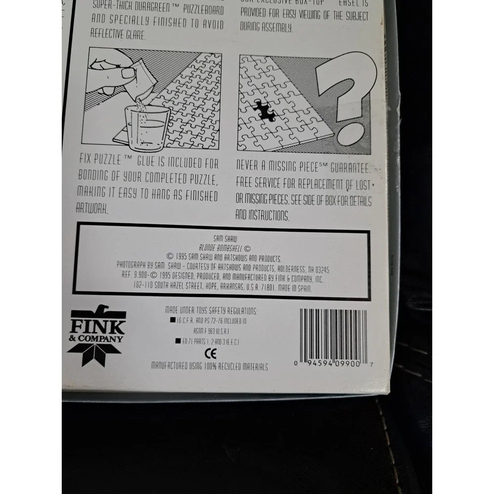 Marilyn Monroe Silver Screen Legends Puzzle + Glue (1000 Pc) Fink & Co. 1995 NEW